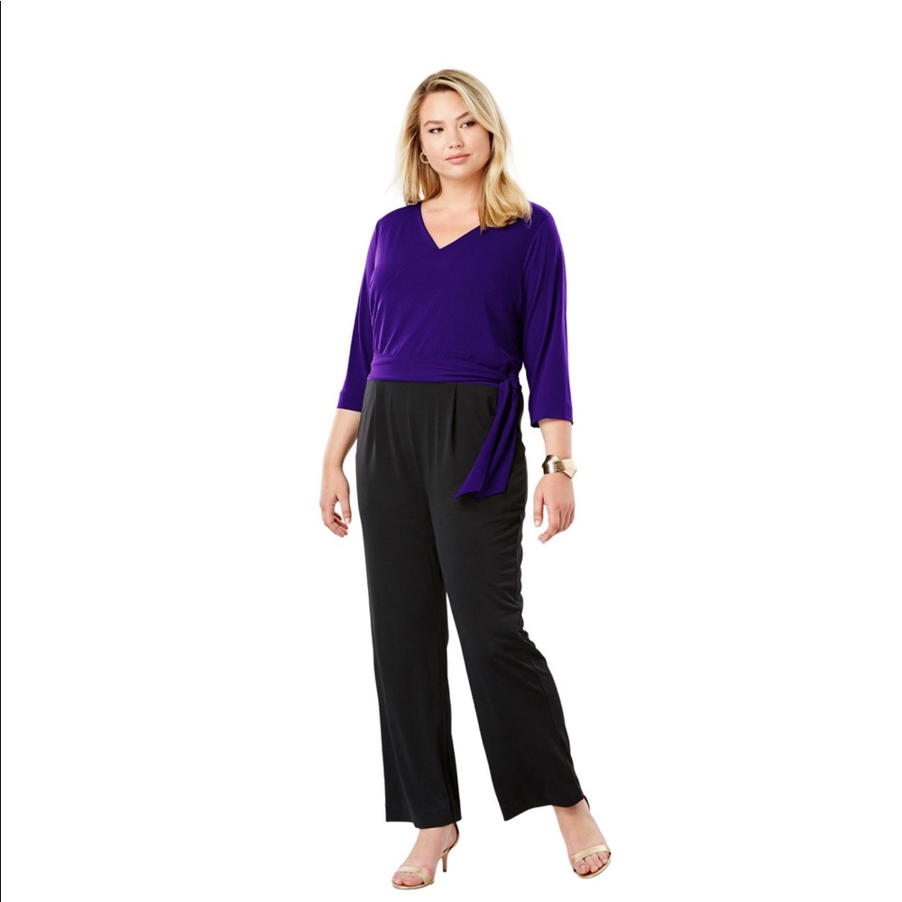 Jessica London knit color-block jumpsuit size 18W